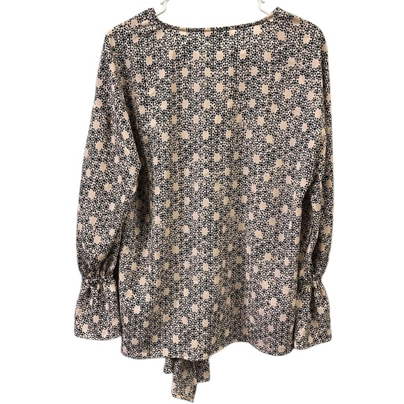 Y2K Juicy Couture Pink Black Blossom Rain Tie Front V Neck Top Blouse Medium - Picture 8 of 11